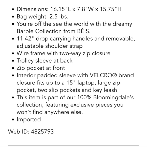 Beis x Barbie Mini Weekender Bag - Picture 5 of 15